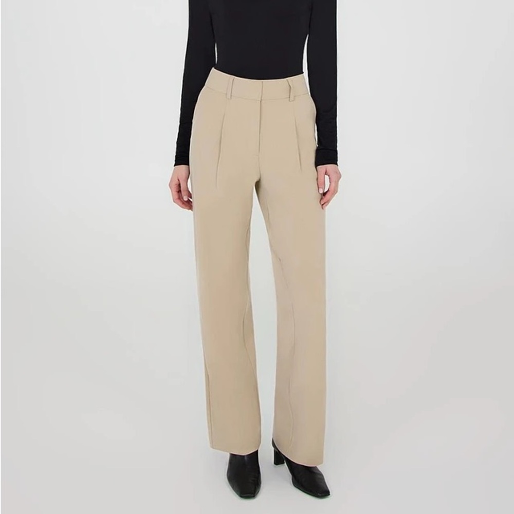 NWT High-Rise Wide-Leg Long Crepe Pant